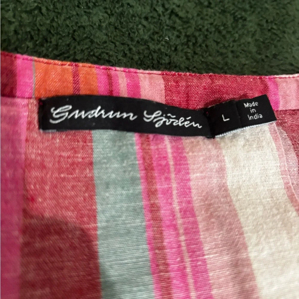 GUDRUN SJODEN large Pink Plaid Rut Cotton Linen Dress - Picture 4 of 5